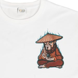 Monk White Streetwear Unisex T-Shirt - Graffiti-inspired design with digital print, 100% cotton.